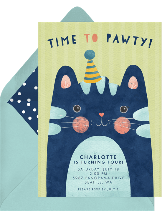 Birthday invitations templates: Time to Pawty Birthday Invitation