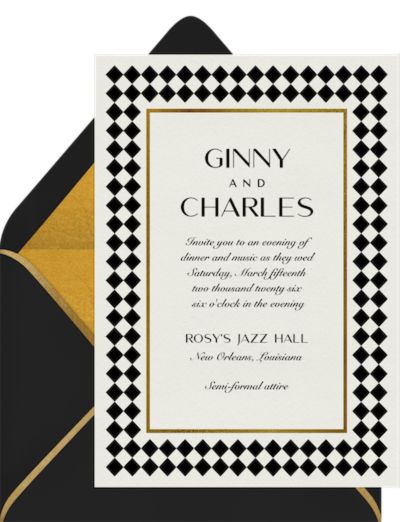 Black and white wedding invitations: Timeless Checkerboard Invitation