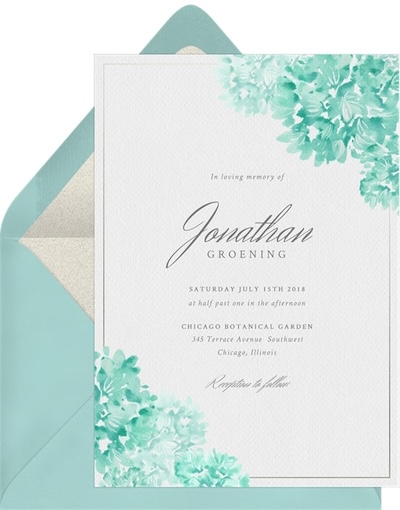 Celebration of life invitations: Timeless Romance Invitation