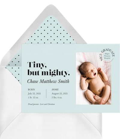 Birth announcement ideas: Tiny But Mighty Announcement