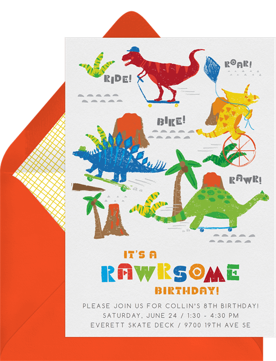 Dinosaur birthday invitations: Totally Rawrsome Invitation