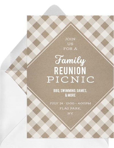Family reunion invitations: Trendy Gingham Invitation