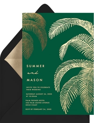 Tropical Palm Fronds Invitation