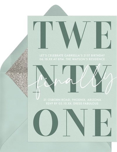 Twenty One Finally Invitation
