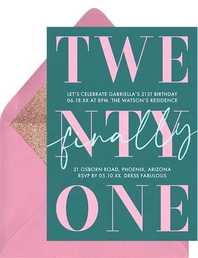 Twenty One Finally Invitation