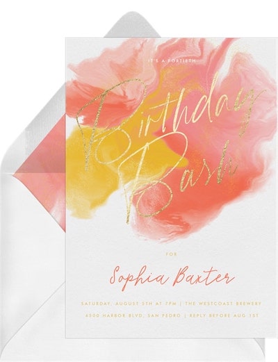 Text message invitations: Two Tone Watercolor Invitation