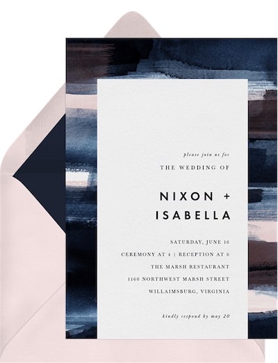 Navy blue wedding: Two Toned Strokes Invitation