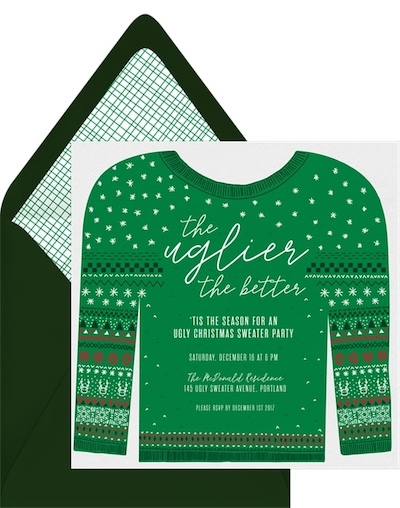 Holiday team building activities: Ugly Sweater Invitation