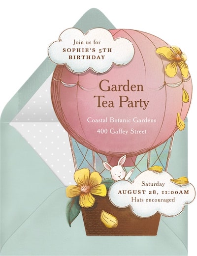 3rd birthday party themes: Vintage Balloon Invitation