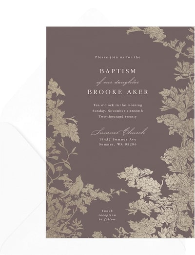 Baptism invitations girl: Vintage Floral Frame Invitation