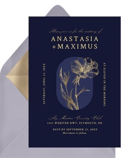 Best wedding colors: Vintage Flower Invitation