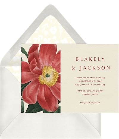 Wedding themes for summer: Vintage Peony Invitation