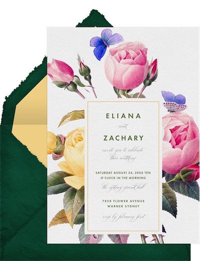 Vintage Rose Bouquet Invitation