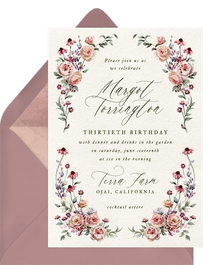 100th birthday invitations: Vintage Rose Garden Invitation