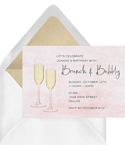 70th birthday invitations: Watercolor Brunch and Bubbly Invitation