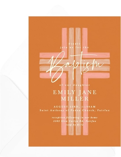 Ideas for baptism party: Watercolor Cross Invitation