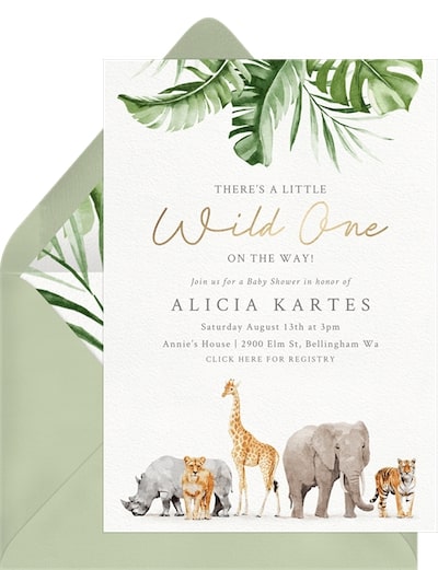 Outdoor baby shower: Watercolor Jungle Invitation