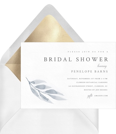 How well do you know the bride questions: Watercolor Leaf Invitation