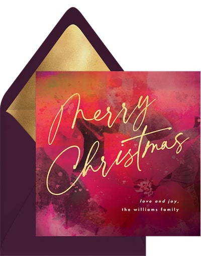 Watercolor Christmas cards: Watercolor Poinsettia Card