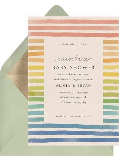 Watercolor Rainbow Stripes Invitation