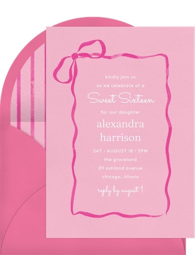 Watercolor Ribbon Bow Invitation