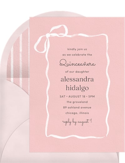 Watercolor Ribbon Bow Invitation
