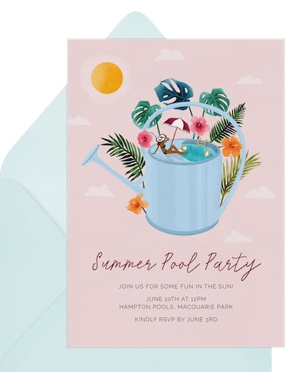 Pool party invitations: Watering Pool Invitation
