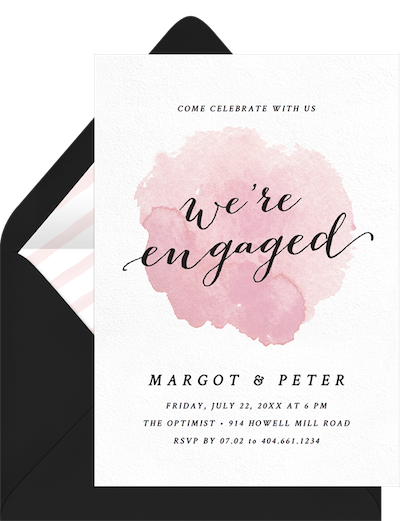 engagement party invitation wording: pink and black engagement invitation