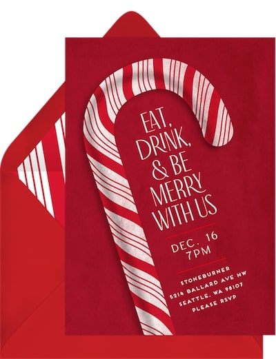 Whimsical Candy Cane Invitation
