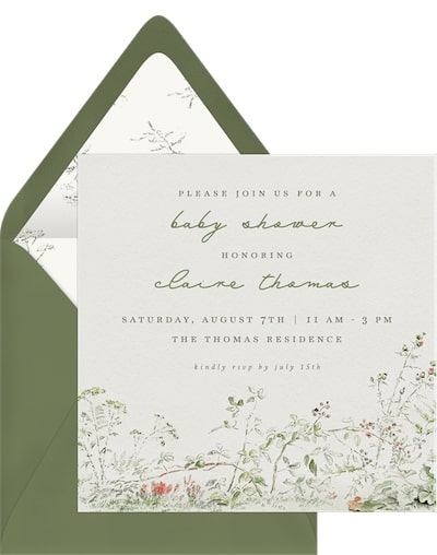 Baby shower checklist: Whimsical Garden Invitation