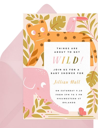 Safari theme baby shower: Wild Safari Friends Invitation