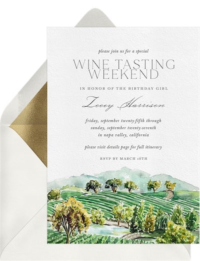 21st birthday decorations: Wine Country Invitation