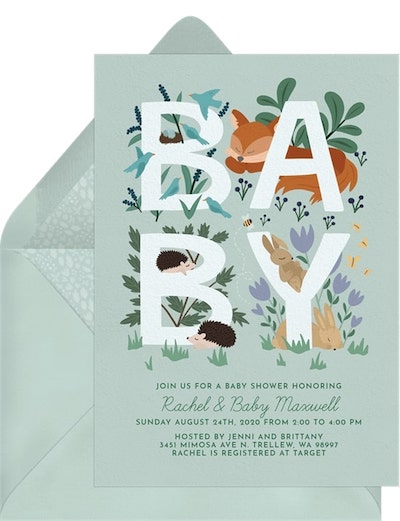 Gender neutral baby shower: Woodland Whimsy Invitation