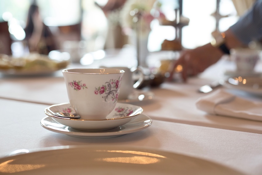 High tea party ideas for adults: a cup of tea on a table