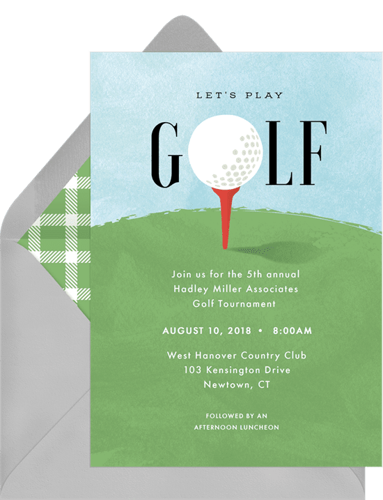 A corporate event invitation for a golf outing