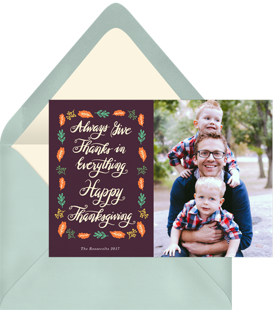A Thanksgiving invitation with room for a family photo