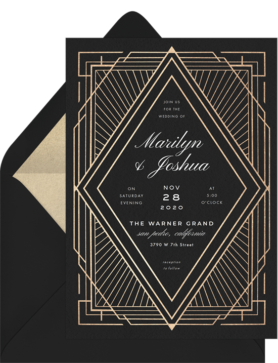 Art Deco wedding invitation: Art Deco Diamond Invitation from Greenvelope