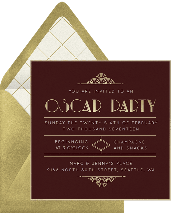 Oscar Party invitation from Greenvelope