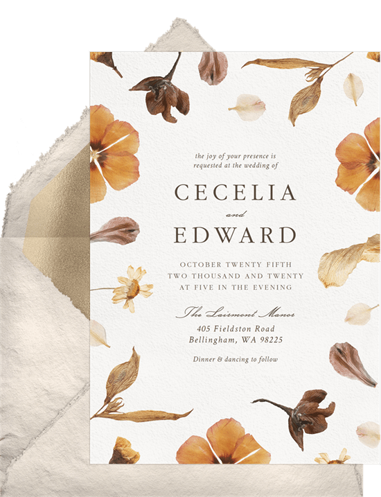 Halloween wedding ideas: Autumn Florals Invitation from Greenvelope