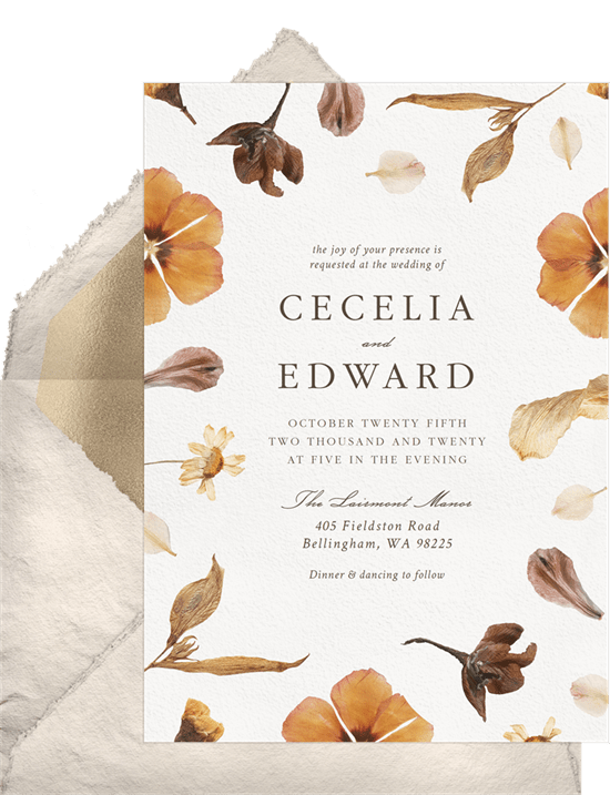 fall wedding decorations: Autumn Florals Invitation from Greenvelope