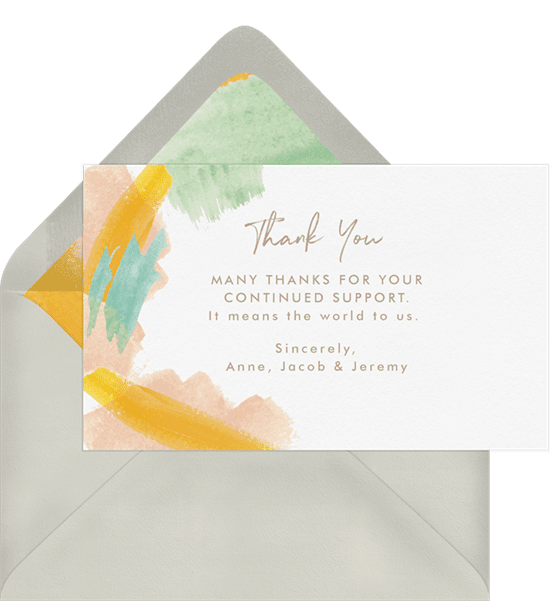 Abstract watercolor brushstrokes business thank you cards