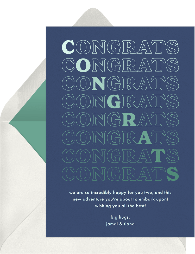 Big Congrats blue wedding anniversary congratulations card