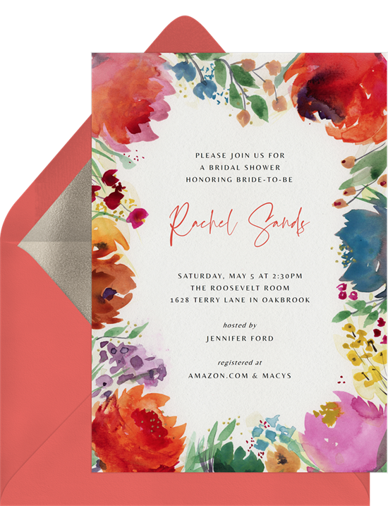 Bridal shower invitations: Bold bouquet invitations