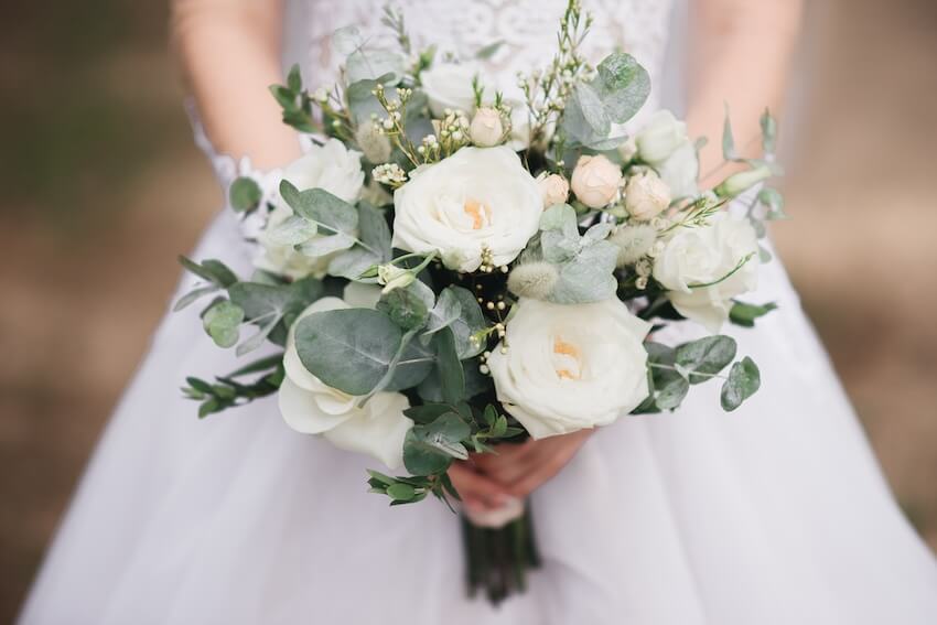 Bride holding a bouquet of flowers