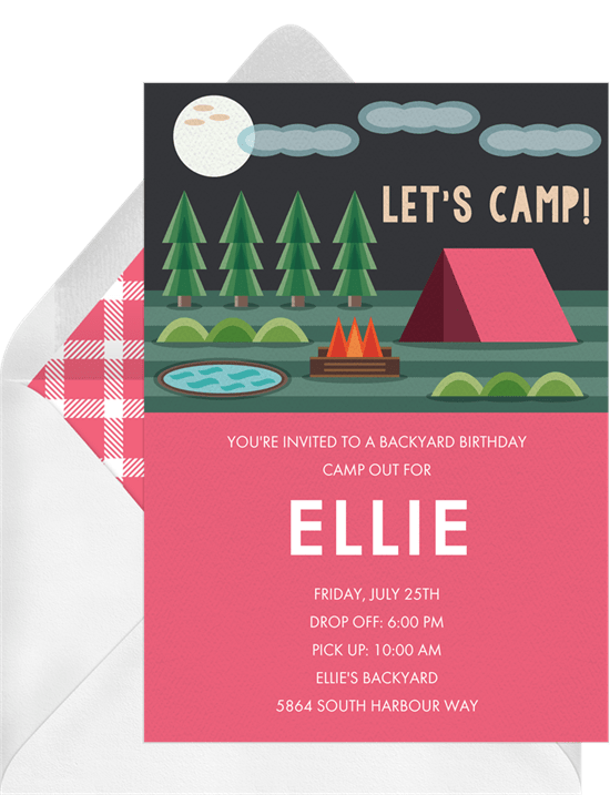 slumber party ideas: camp out party invitation from Greenvelope