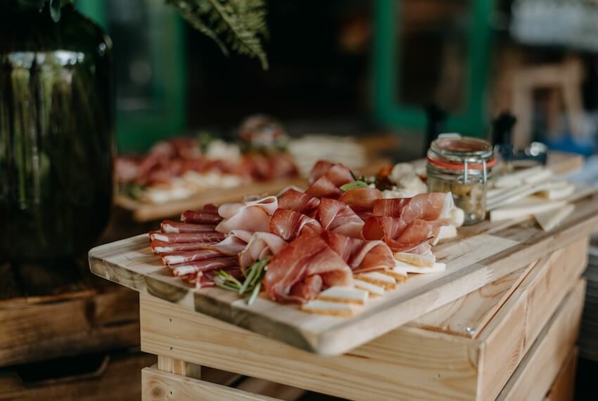 40th birthday gift ideas: Charcuterie board on a table