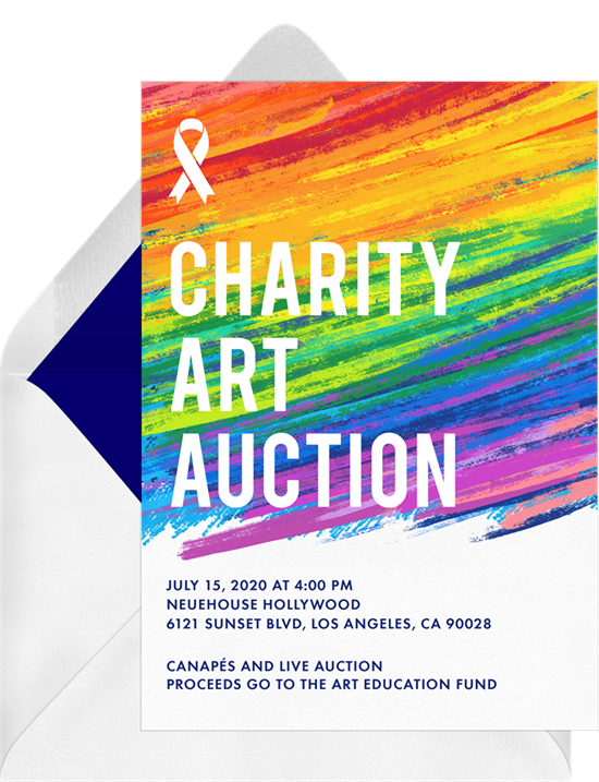 Pride themed charity art auction invitation from Greenvelope