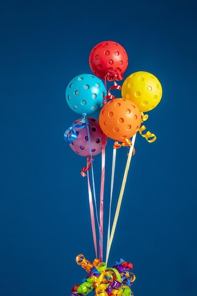 Colorful pickleball balloons