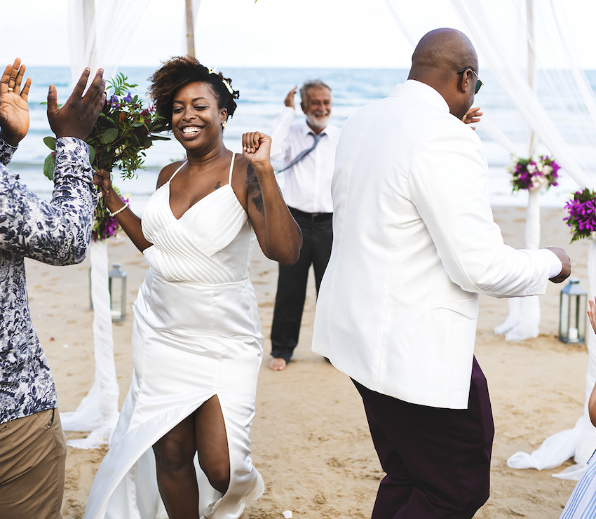 Destination wedding ideas: bride and groom dancing