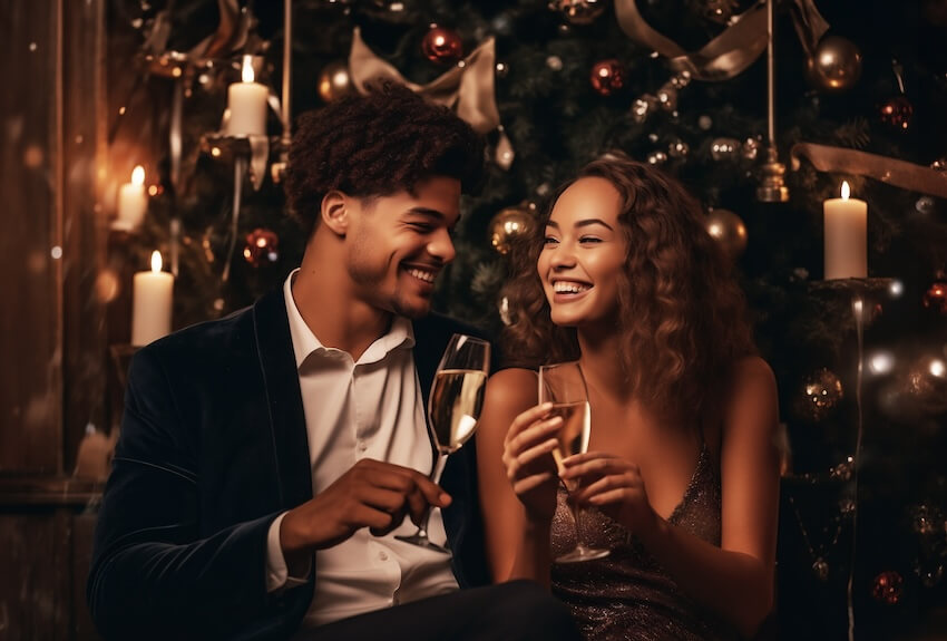Couple drinking champagne